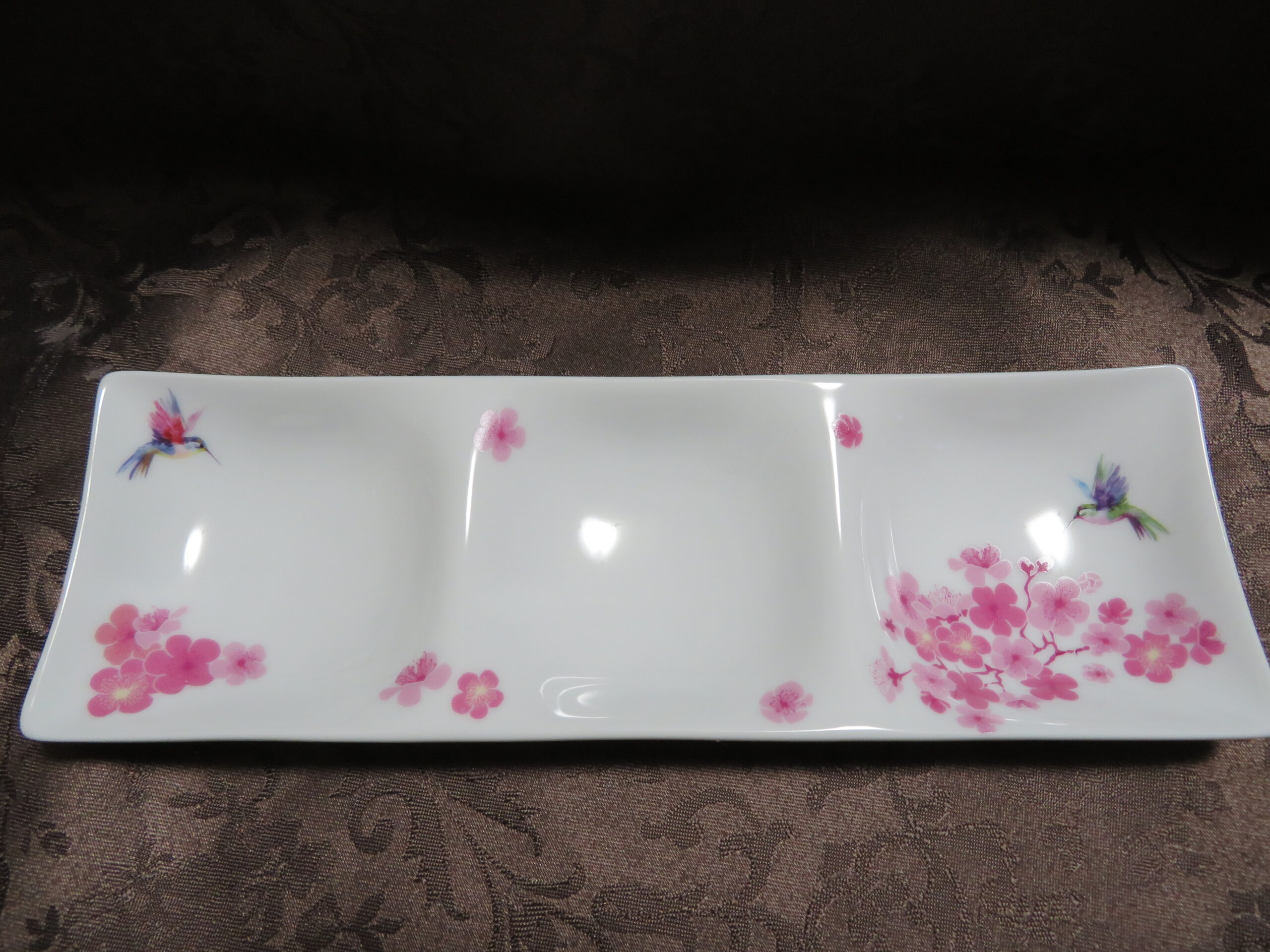 ポーセリングアートの3連小皿